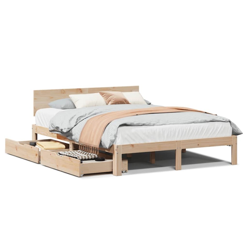 Estructura de cama con cajones madera maciza pino 120x190