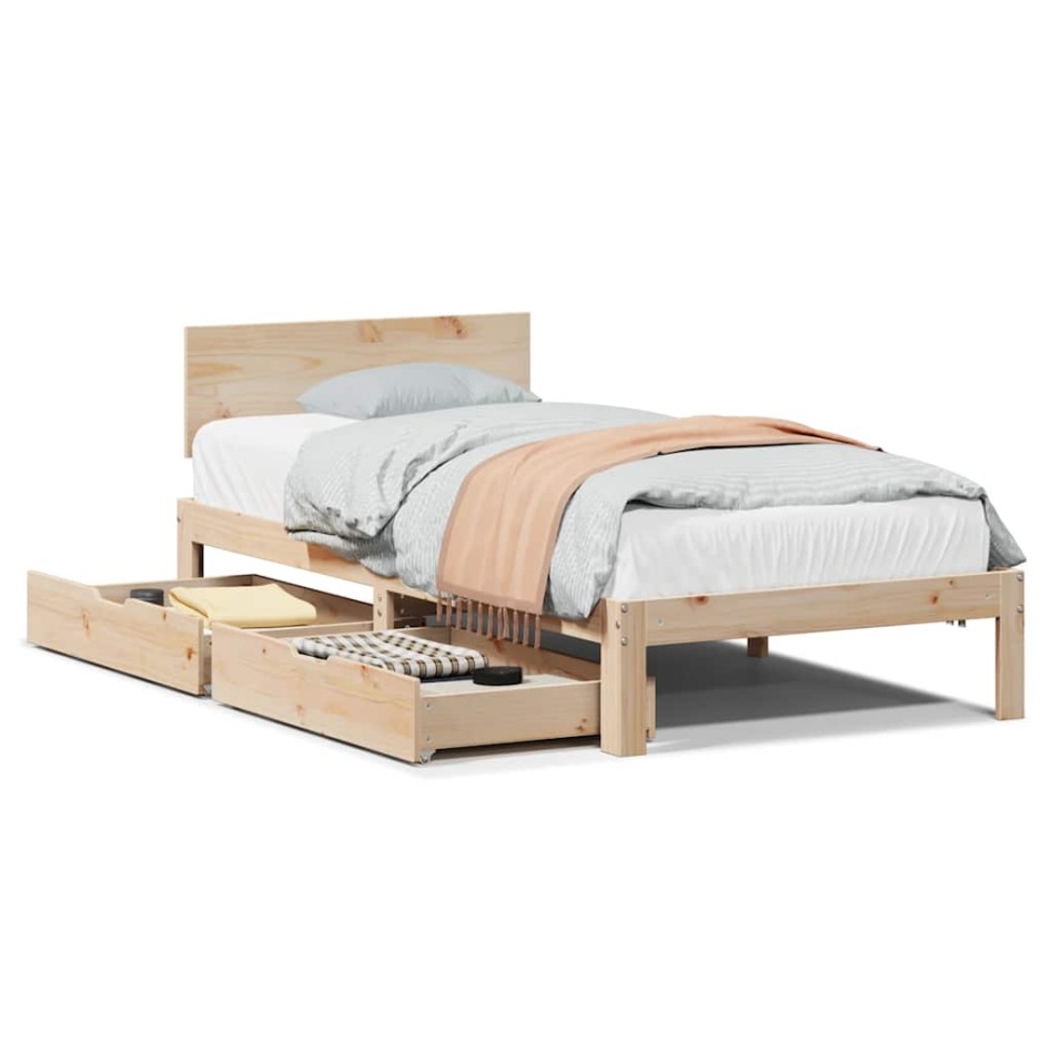 Estructura de cama con cajones madera maciza pino 90x190