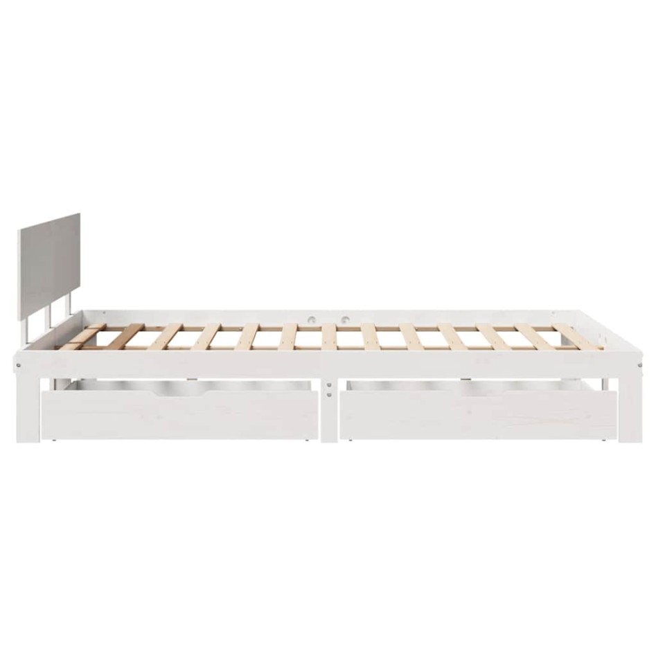 Estructura de cama con cajones madera de pino blanca 140x200