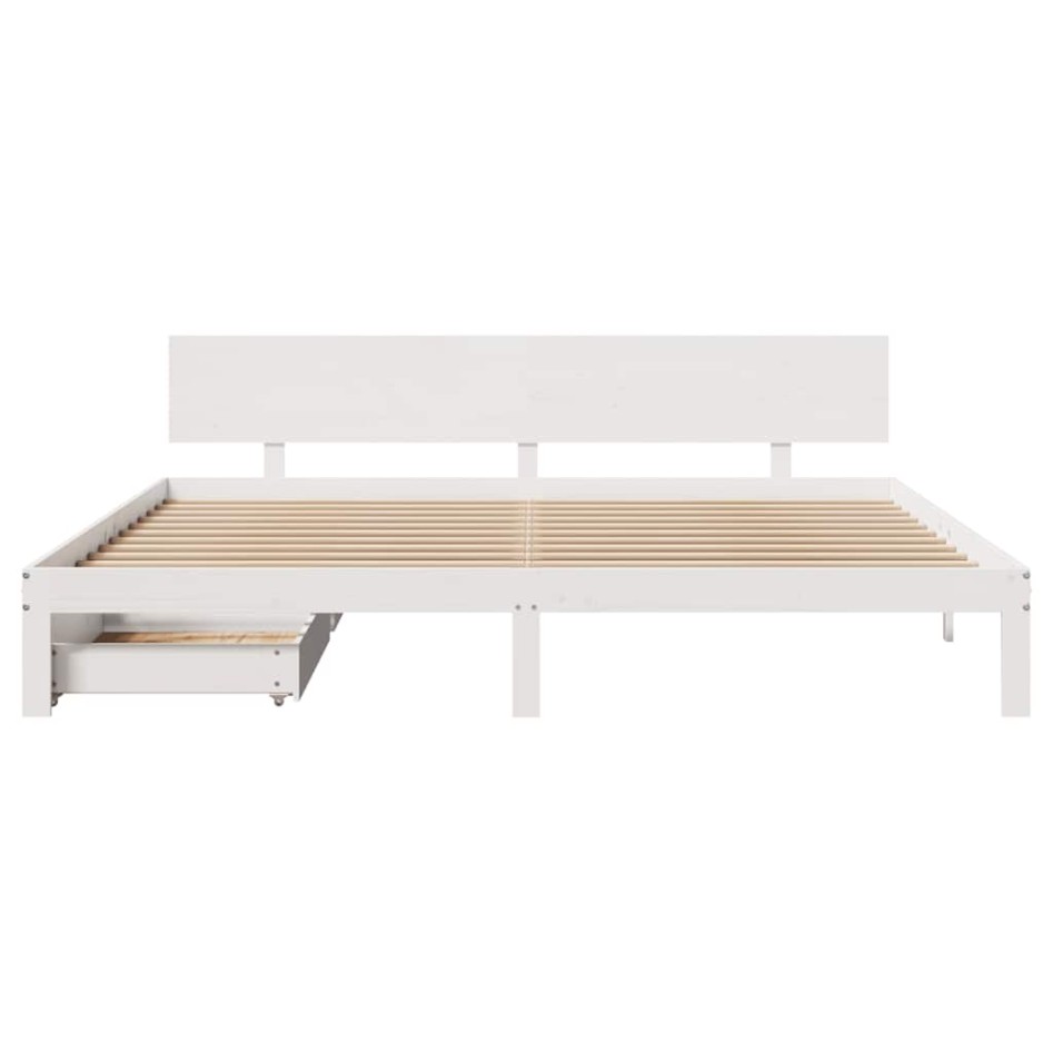 Estructura de cama cajones madera maciza pino blanco 180x200