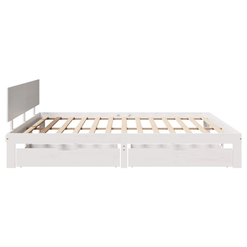 Estructura de cama cajones madera maciza pino blanco 180x200