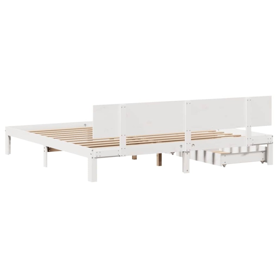 Estructura de cama cajones madera maciza pino blanco 180x200