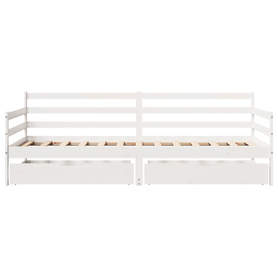 Sofá cama con cajones madera maciza de pino blanco 90x200