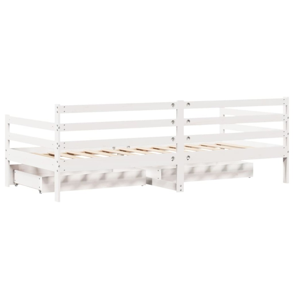 Sofá cama con cajones madera maciza de pino blanco 90x200