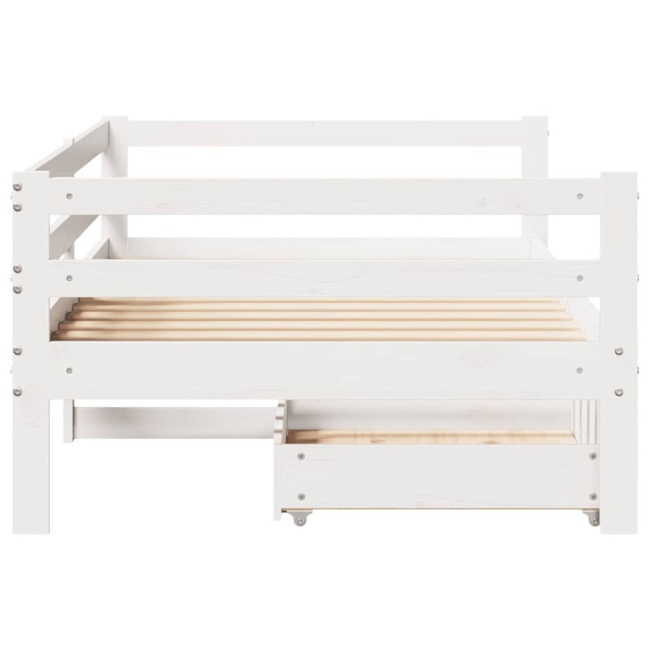 Sofá cama con cajones madera maciza de pino blanco 90x200