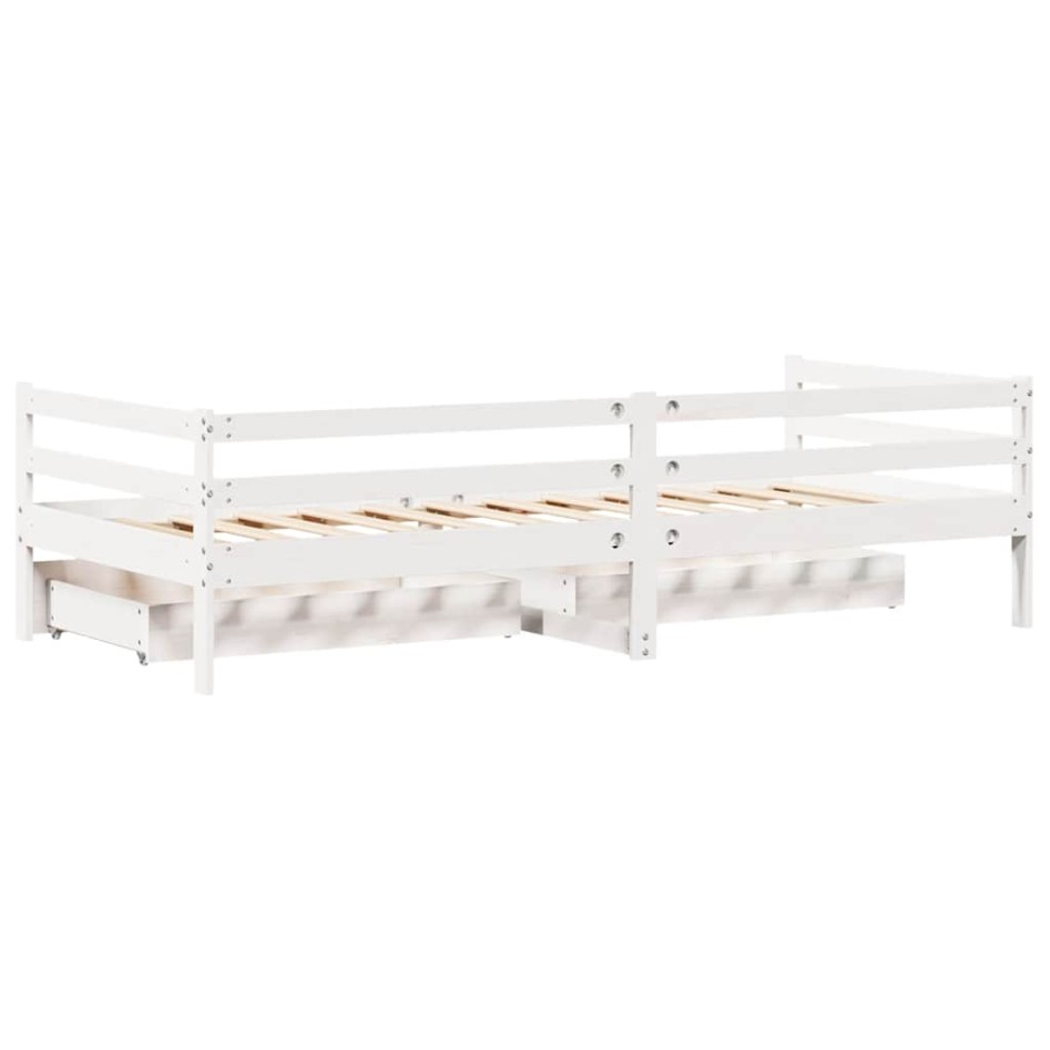 Sofá cama con cajones madera maciza de pino blanco 90x200