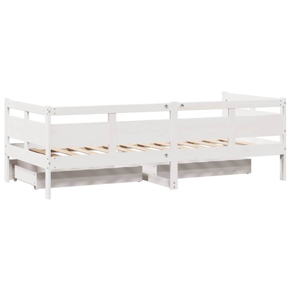 Sofá cama con cajones madera maciza de pino blanca 90x190