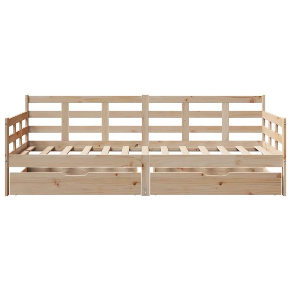 Sofá cama con cajones madera maciza de pino 90x200