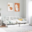Sofá cama con cajones madera maciza de pino blanca 90x190 cm