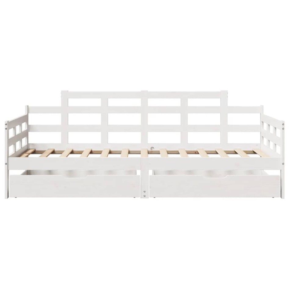 Sofá cama con cajones madera maciza de pino blanca 90x190