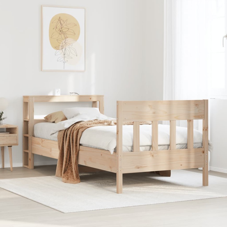 Estructura de cama sin colchón madera maciza de pino 100x200