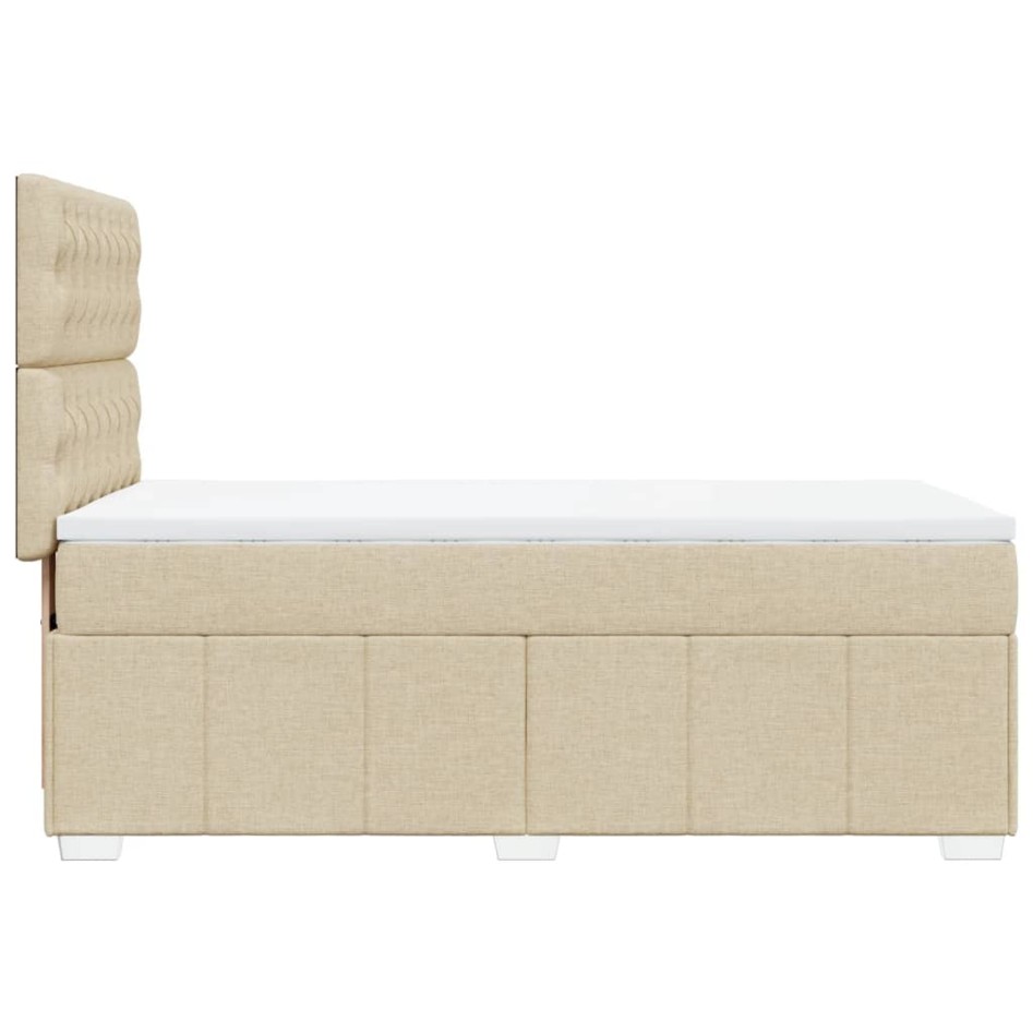 Cama box spring con colchón tela color crema 100x200