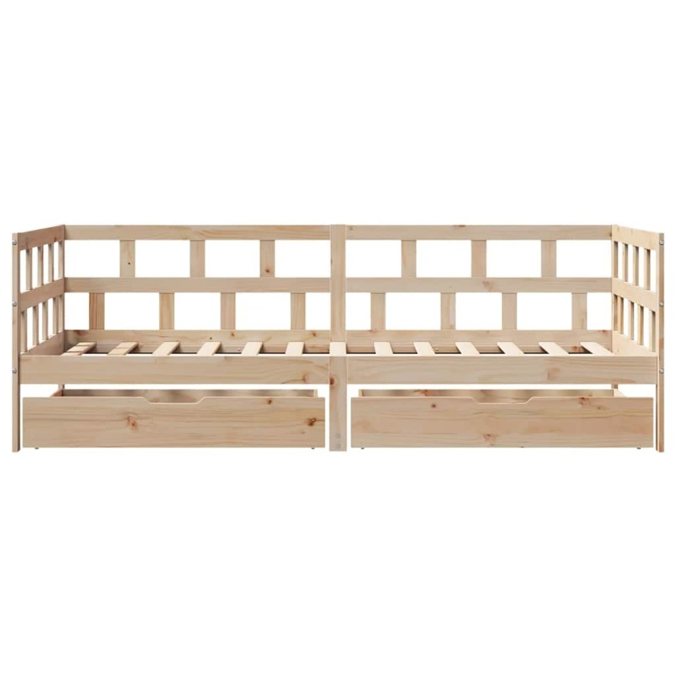 Sofá cama con cajones madera maciza de pino 90x200