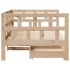 Sofá cama con cajones madera maciza de pino 90x200