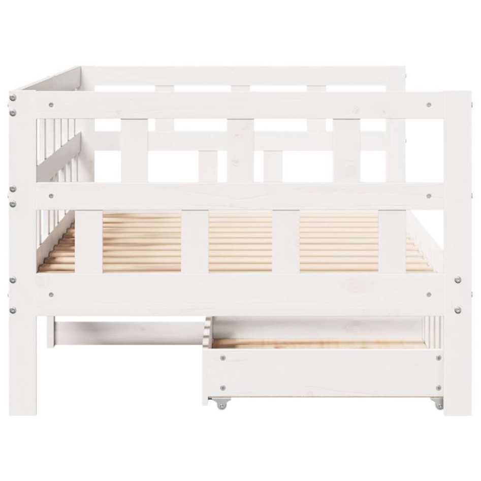 Sofá cama con cajones madera maciza de pino blanca 90x190