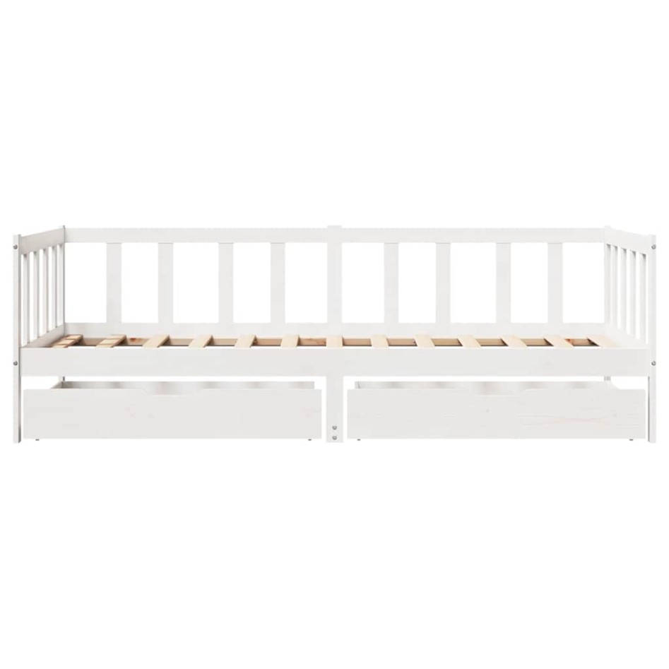 Sofá cama con cajones madera maciza de pino blanca 80x200
