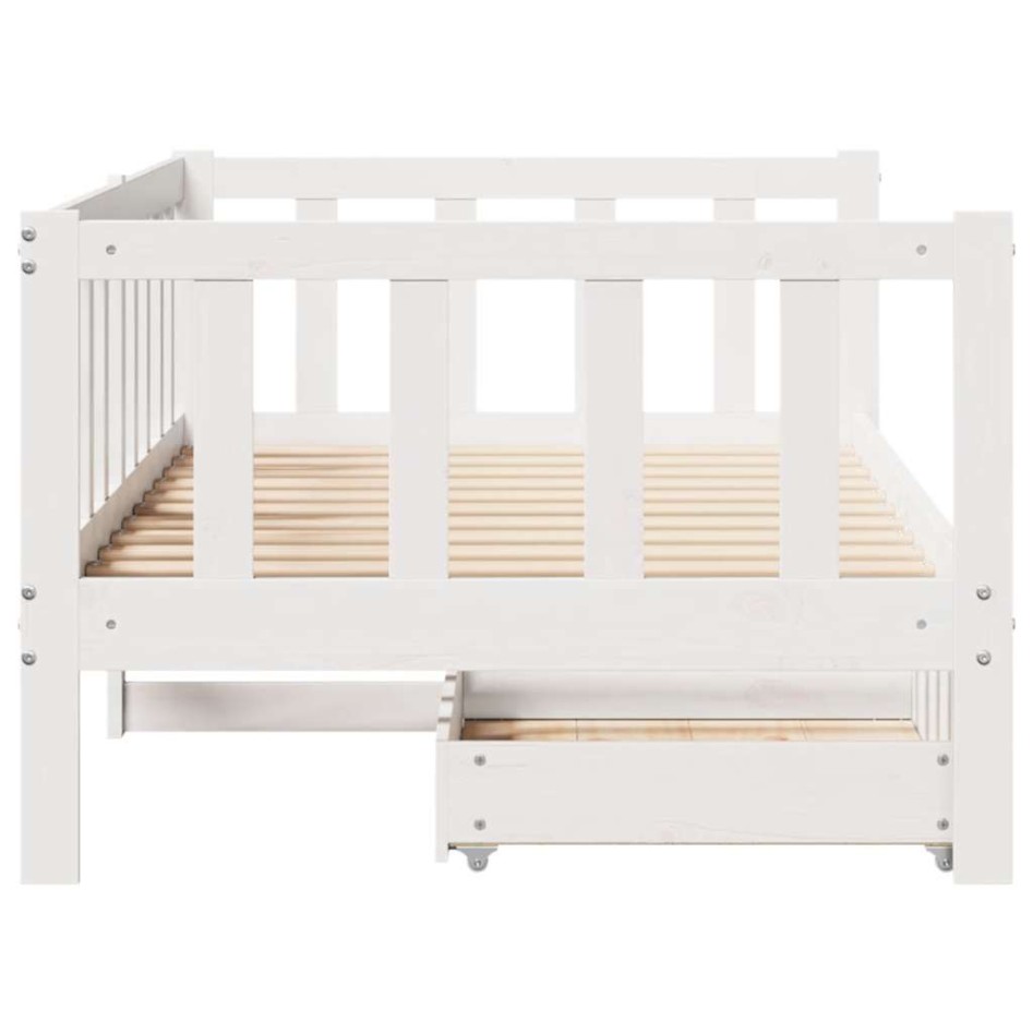 Sofá cama con cajones madera maciza de pino blanca 80x200