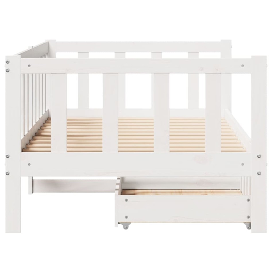 Sofá cama con cajones madera maciza de pino blanca 90x190