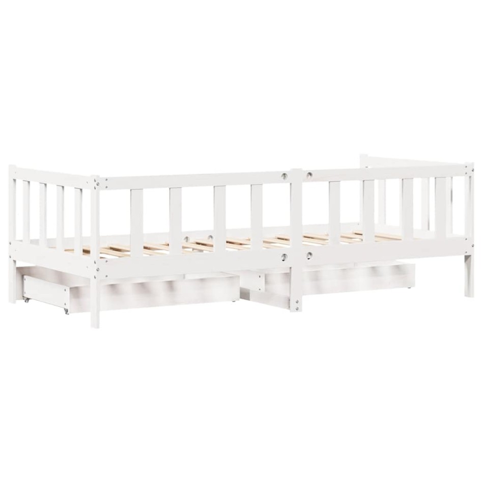 Sofá cama con cajones madera maciza de pino blanca 90x190