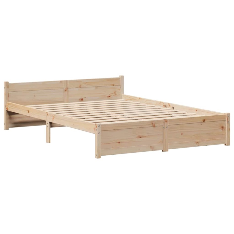 Estructura de cama sin colchón madera de pino blanca 140x200