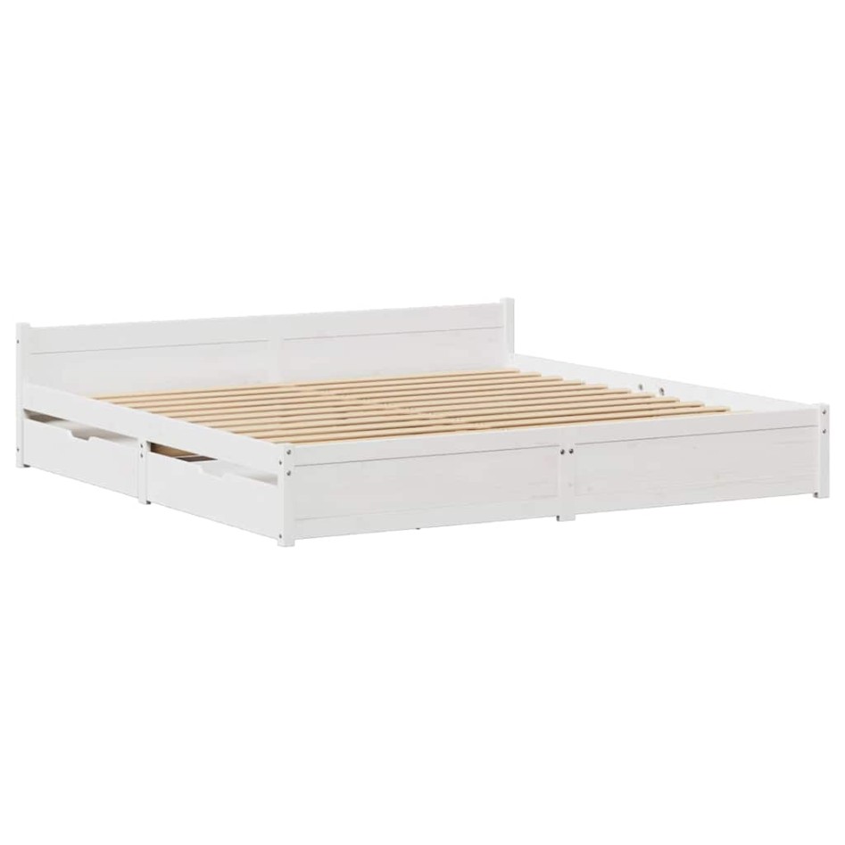 Estructura de cama sin colchón madera maciza blanca 200x200
