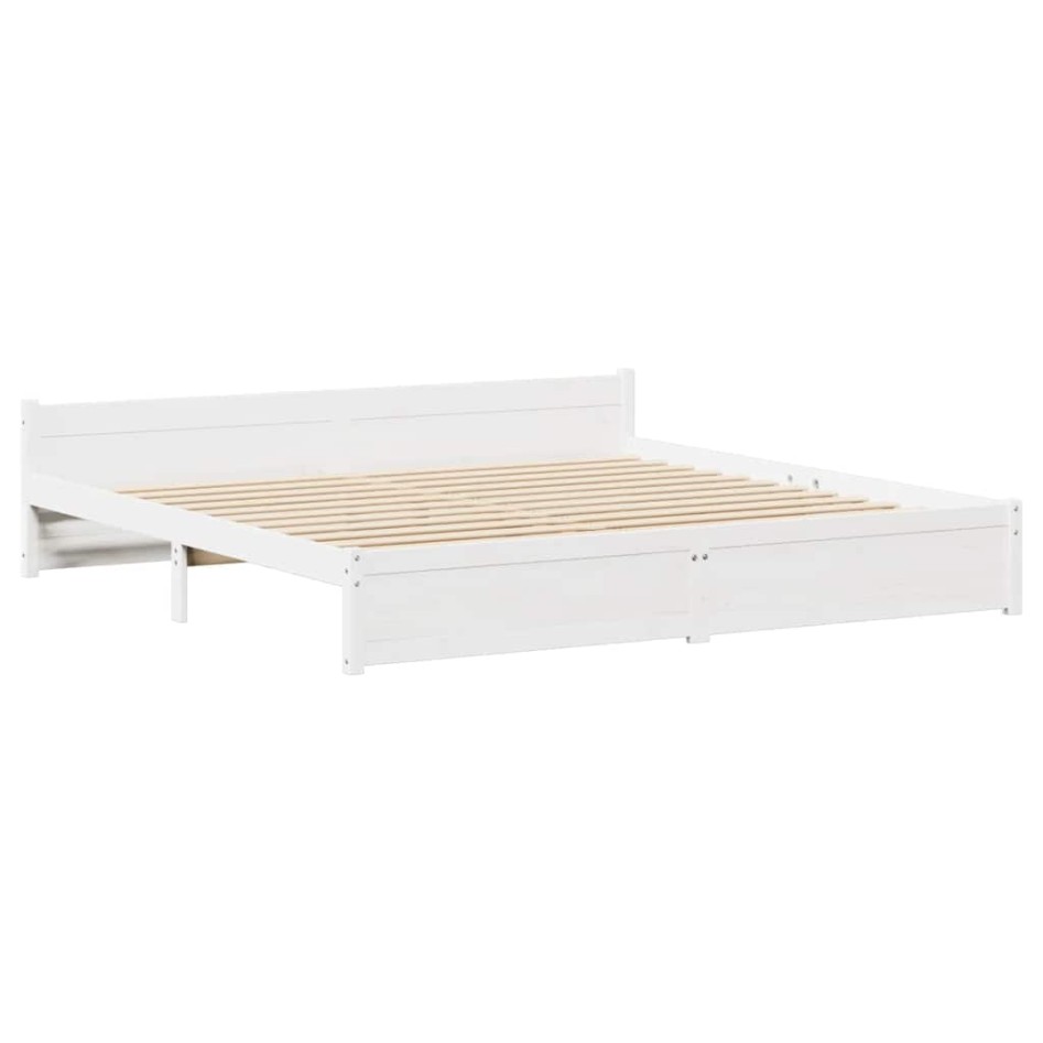 Cama sin colchón madera maciza de pino blanca 180x200