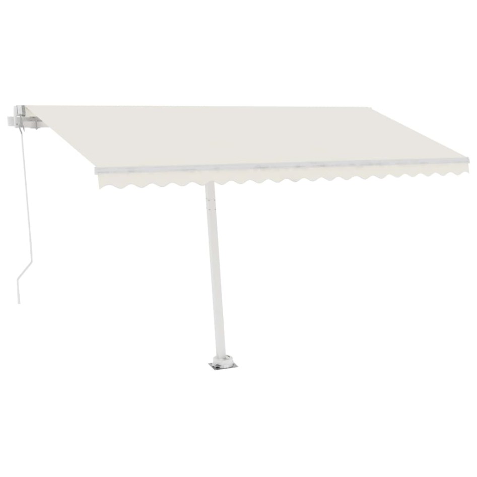 Toldo retráctil manual con LED color crema 450x300