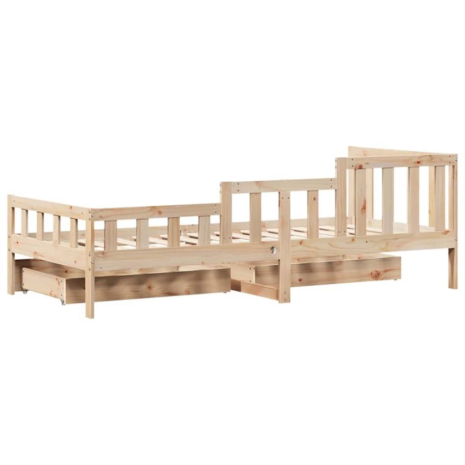 Sofá cama con cajones madera maciza de pino 80x200