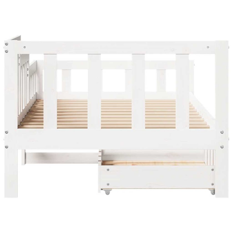 Sofá cama con cajones madera maciza de pino blanco 90x200