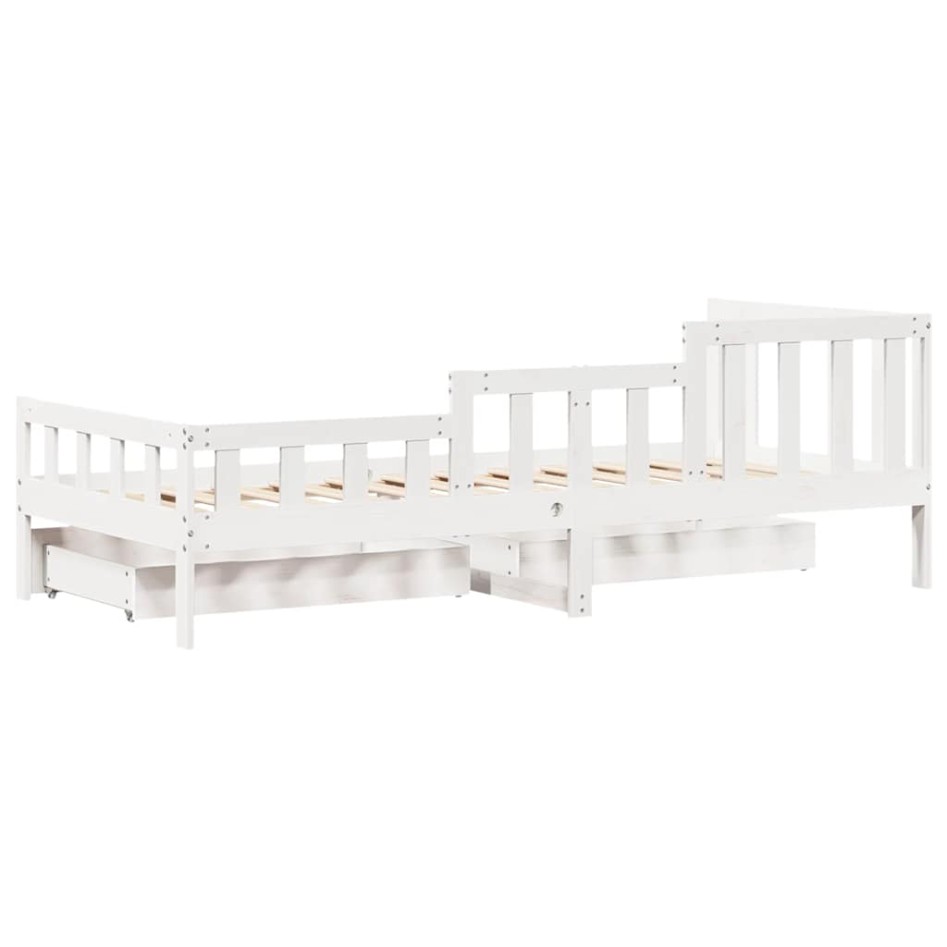 Sofá cama con cajones madera maciza de pino blanco 90x200