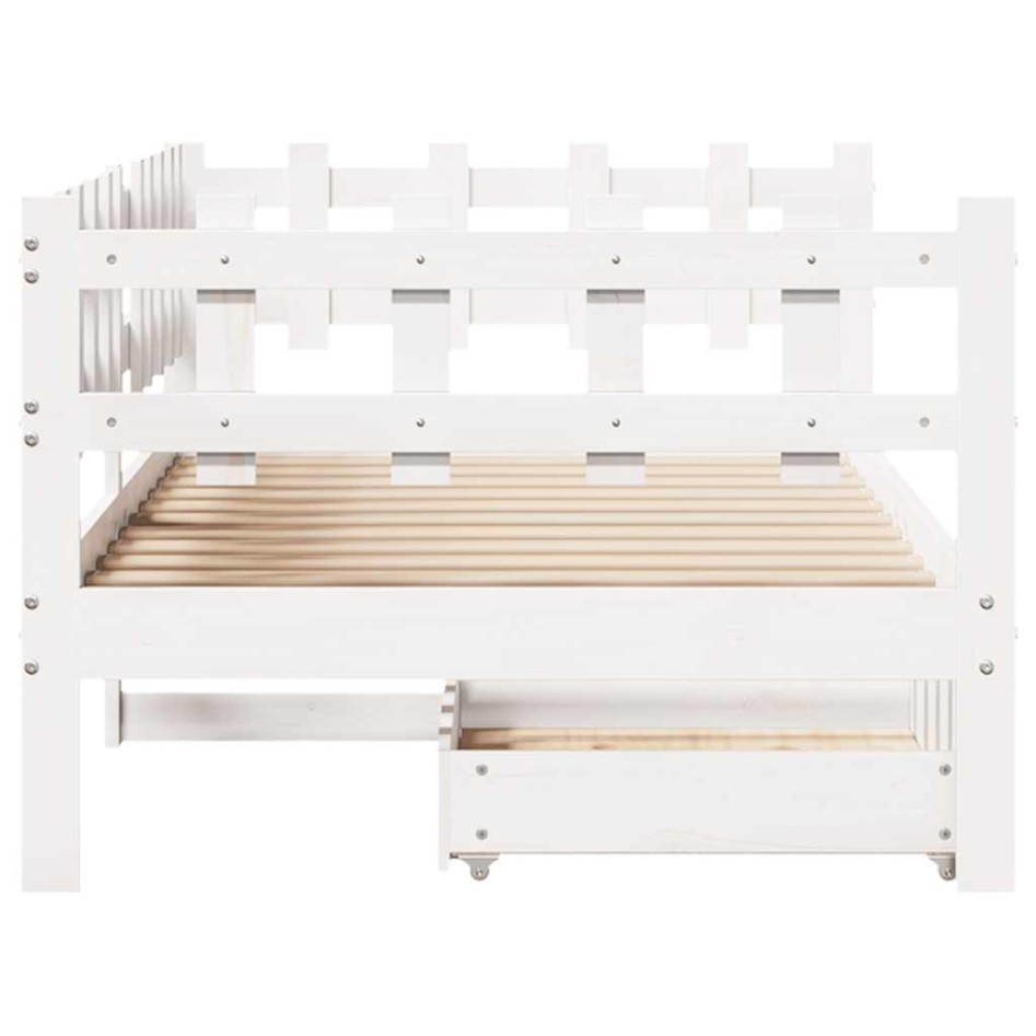 Sofá cama con cajones madera maciza de pino blanca 80x200