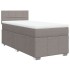 Cama box spring con colchón tela gris taupe 100x200
