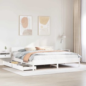 Estructura de cama sin colchón madera maciza blanca 200x200