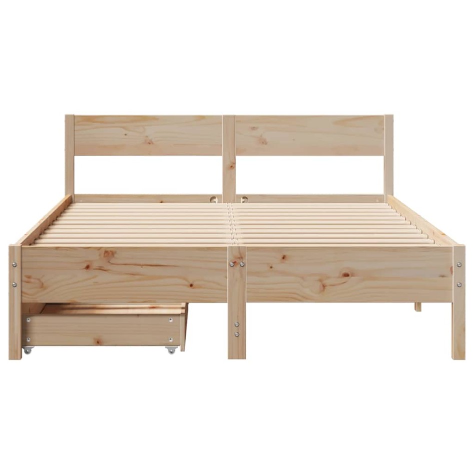 Estructura de cama sin colchón madera de pino blanco 150x200
