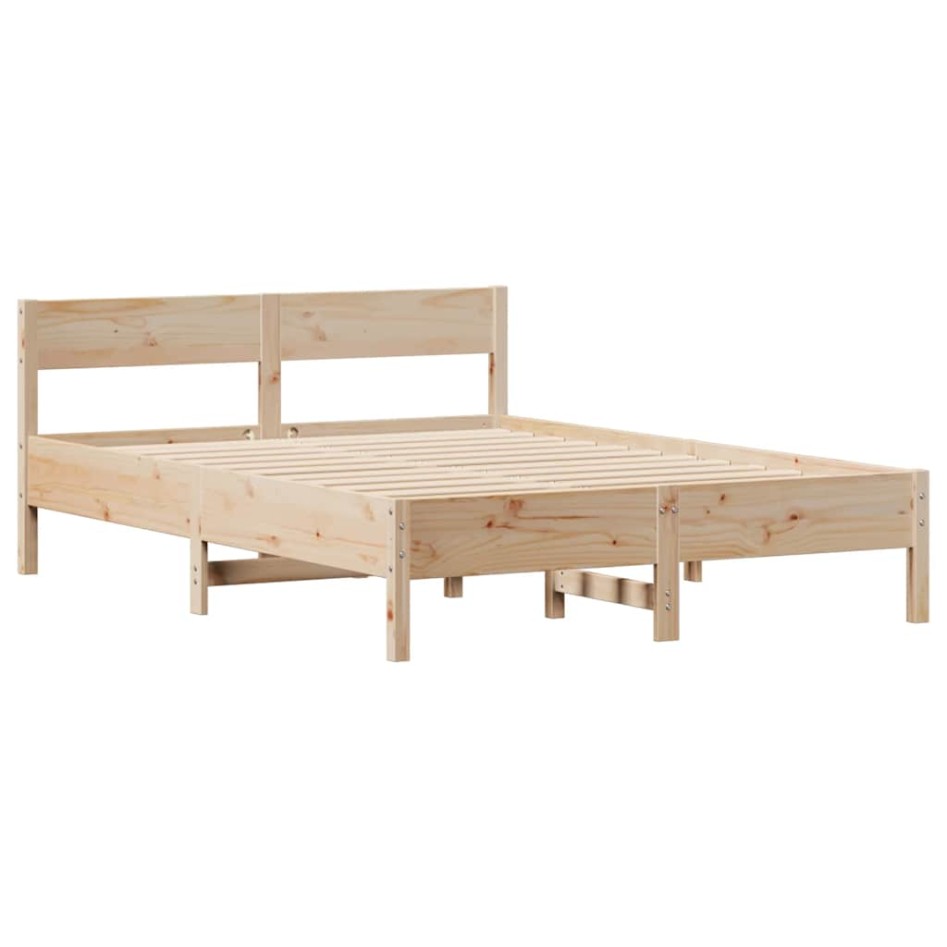 Estructura de cama sin colchón madera de pino blanco 150x200