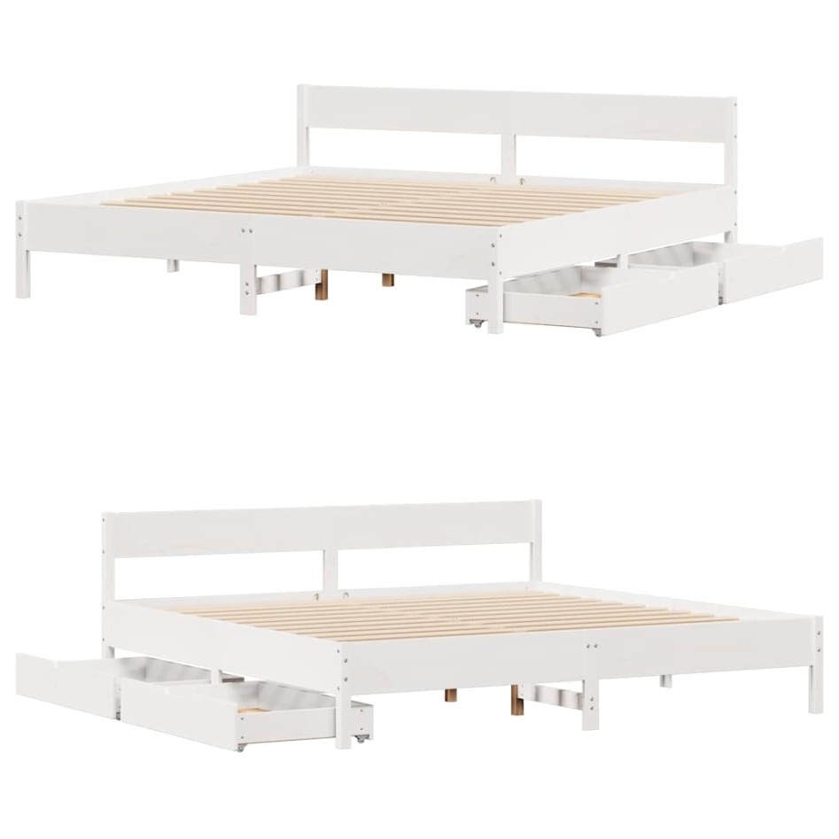 Estructura de cama sin colchón madera maciza de pino 160x200