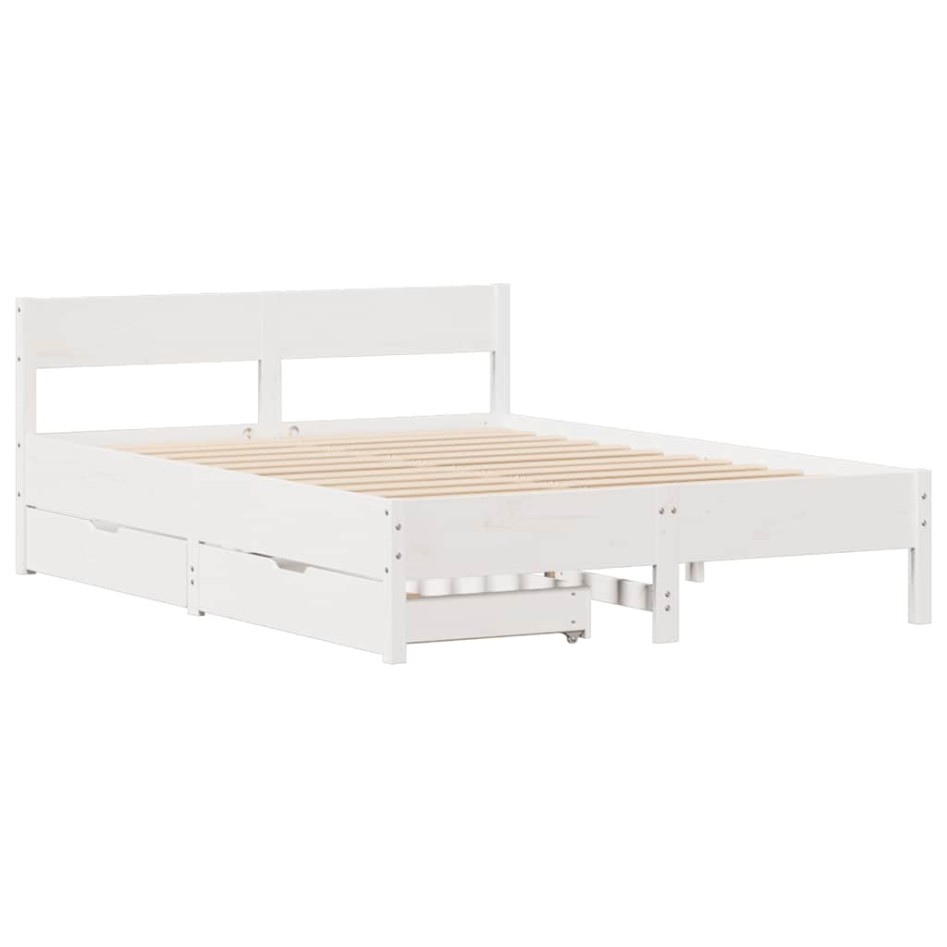 Estructura de cama sin colchón madera de pino blanca 140x200