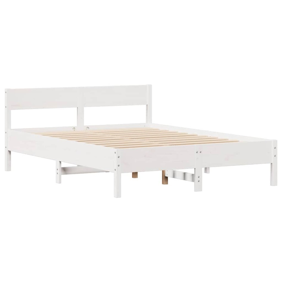 Estructura de cama sin colchón madera de pino blanca 140x200