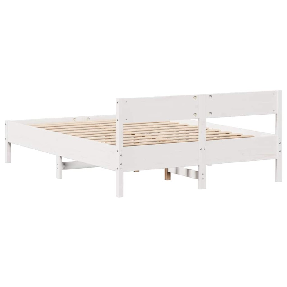 Estructura de cama sin colchón madera de pino blanca 140x200