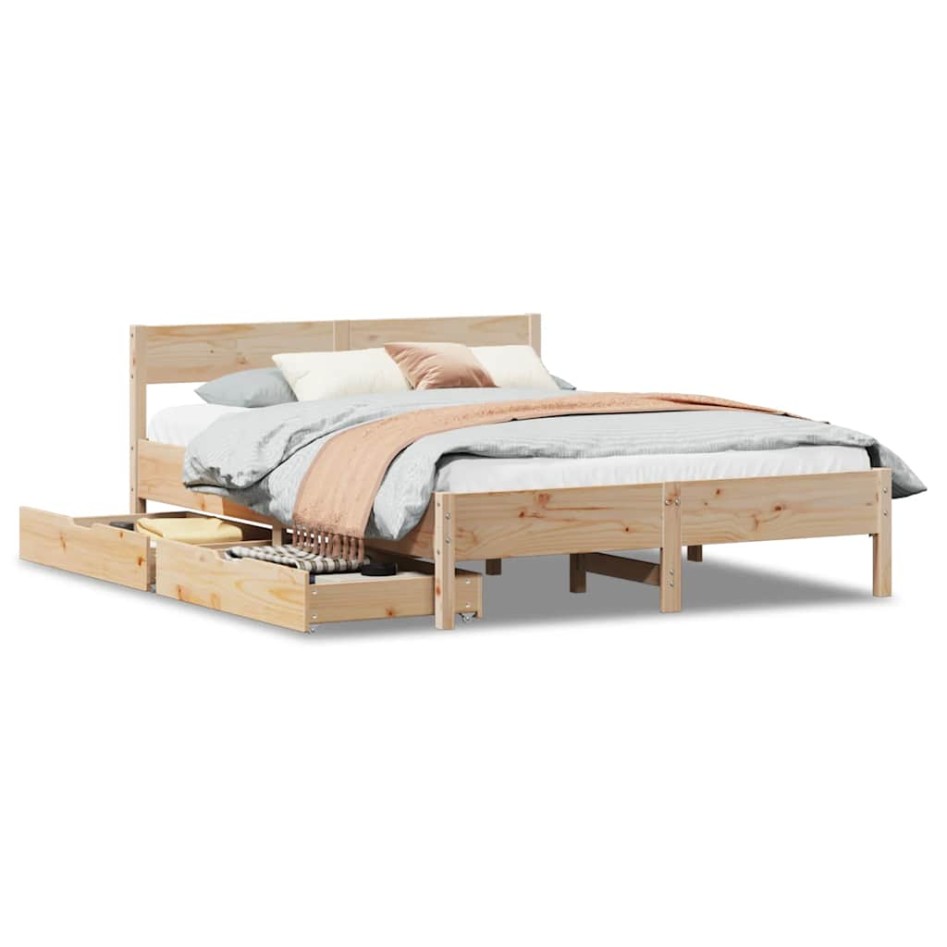 Estructura de cama sin colchón madera de pino maciza 120x200