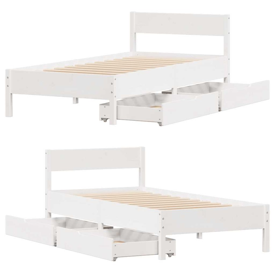 Estructura de cama sin colchón madera de pino blanca 90x200