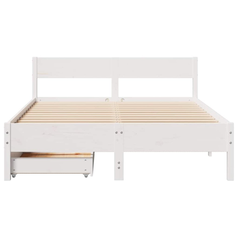 Estructura de cama sin colchón madera de pino blanco 135x190