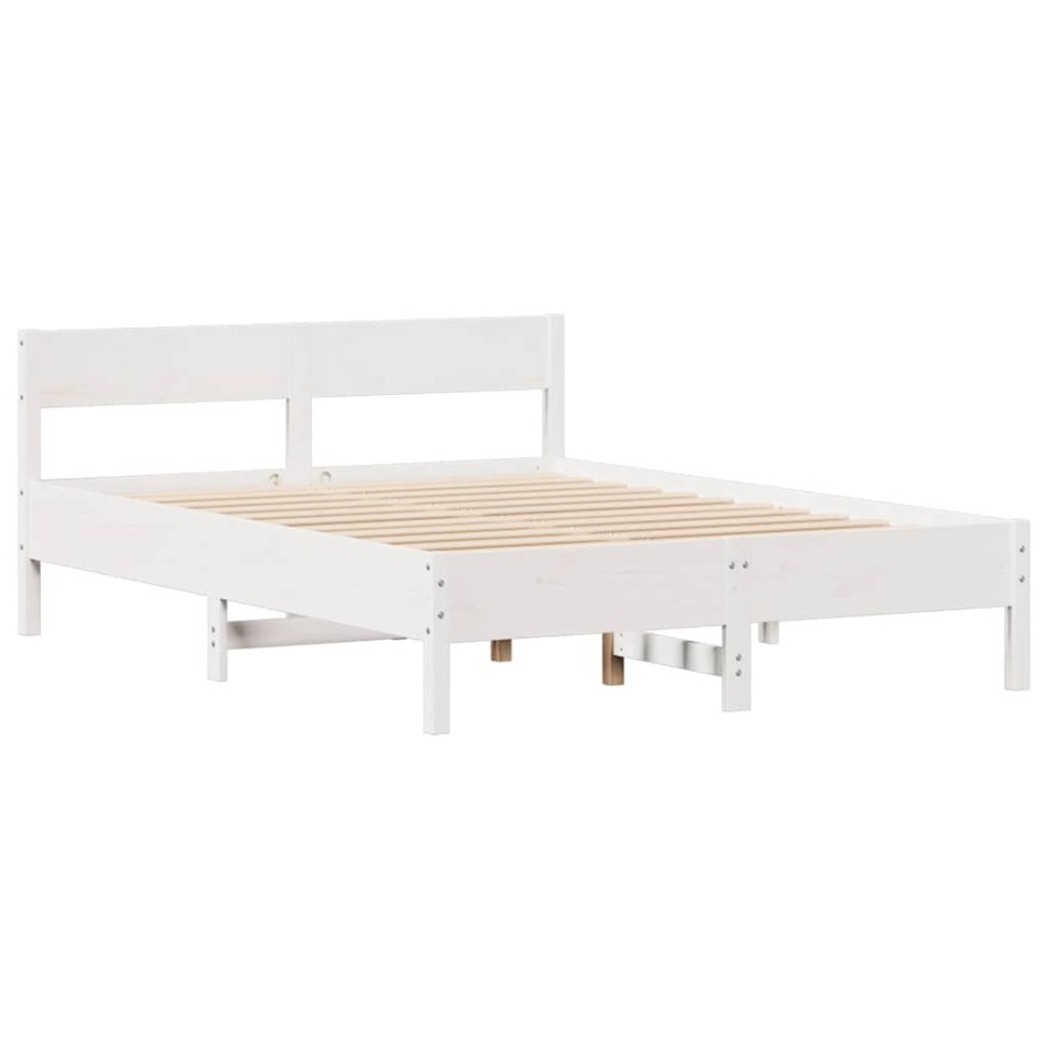 Estructura de cama sin colchón madera de pino blanco 135x190