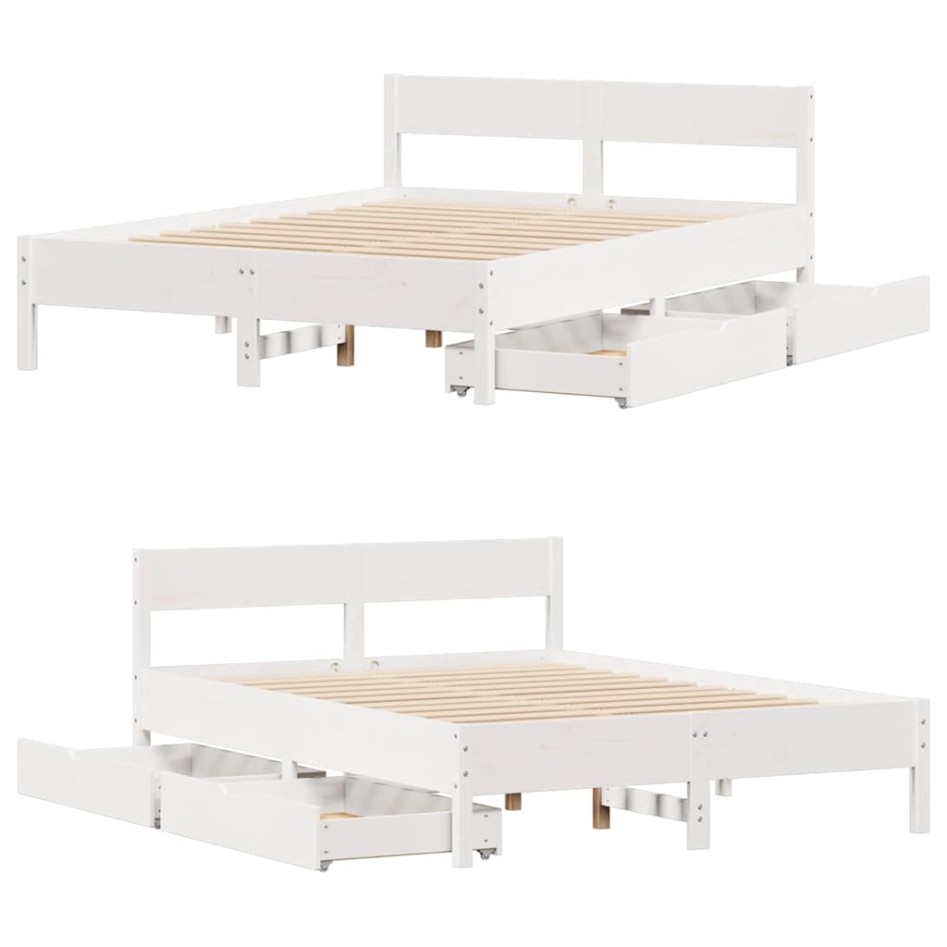 Estructura de cama sin colchón madera de pino blanco 135x190