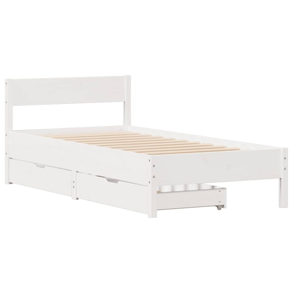 Estructura de cama sin colchón madera maciza blanca 90x190