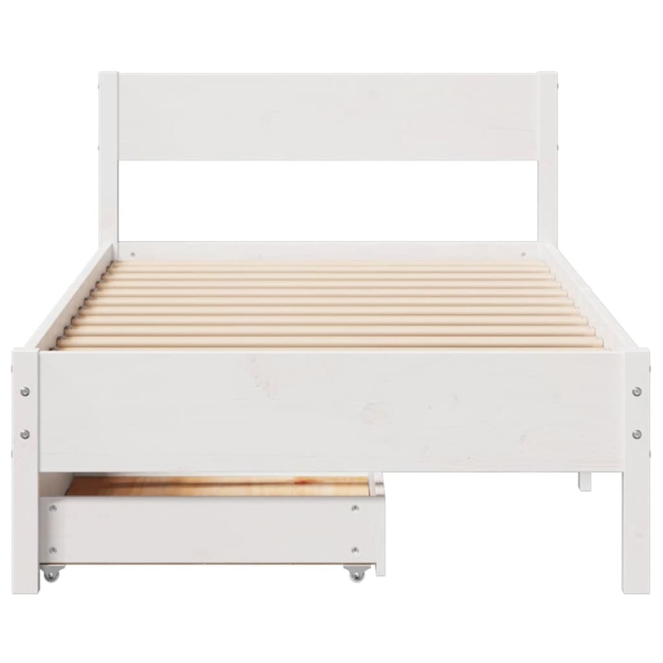 Estructura de cama sin colchón madera maciza blanca 90x190