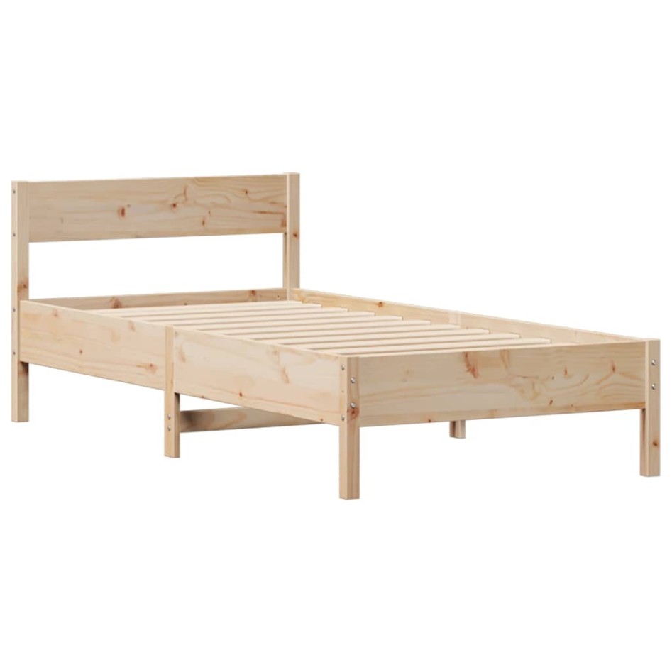 Estructura de cama sin colchón madera maciza pino 75x190