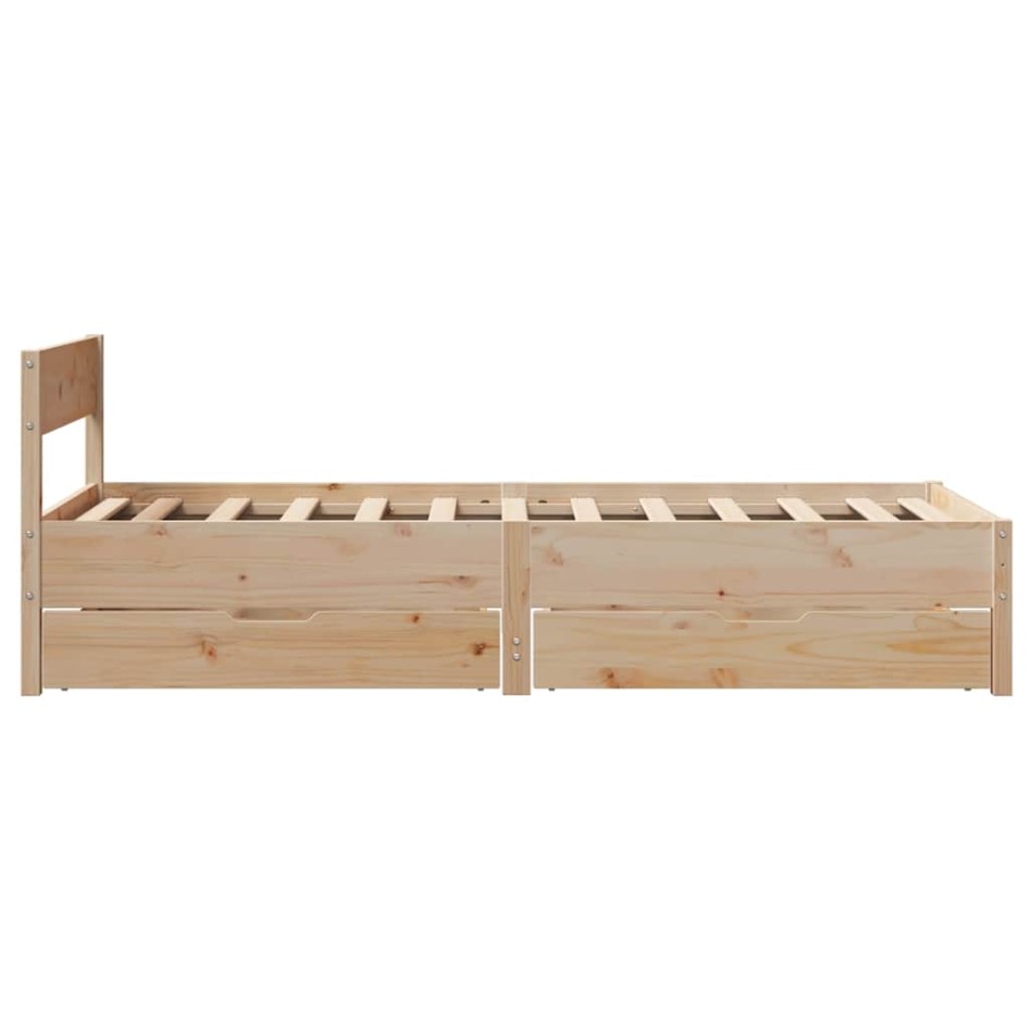 Estructura de cama sin colchón madera maciza pino 75x190