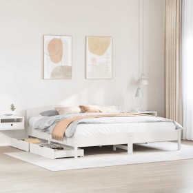 Estructura de cama sin colchón madera maciza blanca 200x200