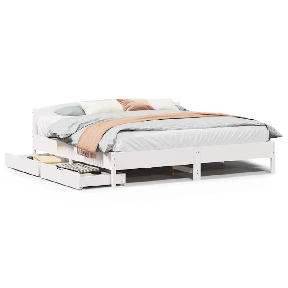 Estructura de cama sin colchón madera maciza blanca 200x200